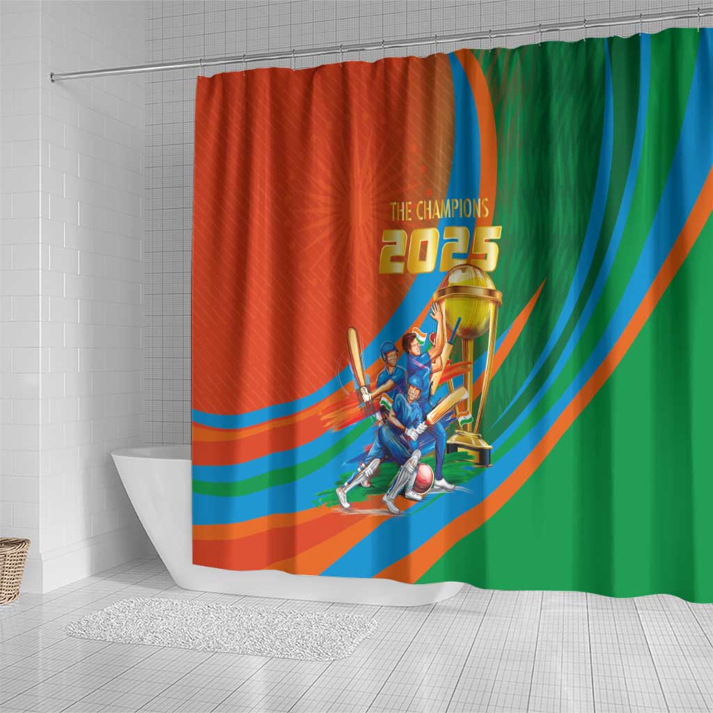Indian Cricket Men in Blue The Champion 2025 Shower Curtain LT03