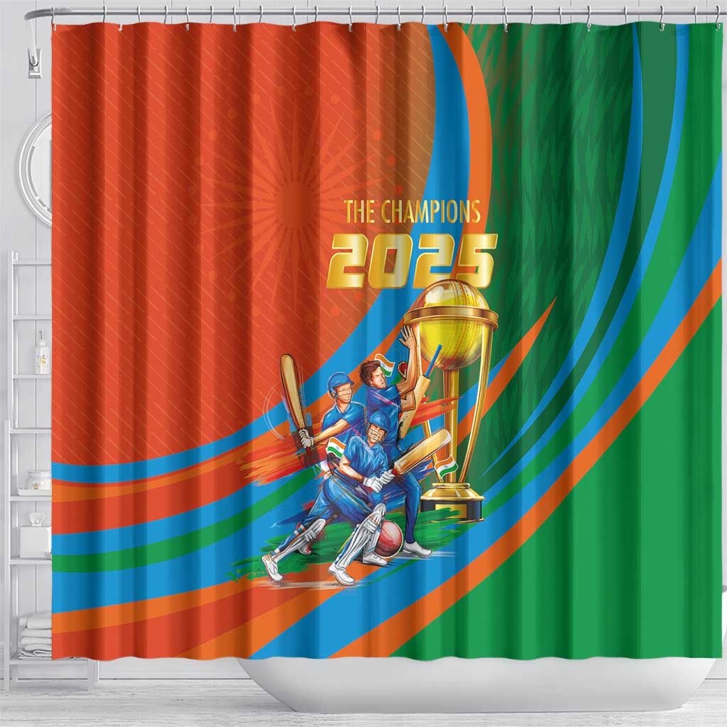 Indian Cricket Men in Blue The Champion 2025 Shower Curtain LT03