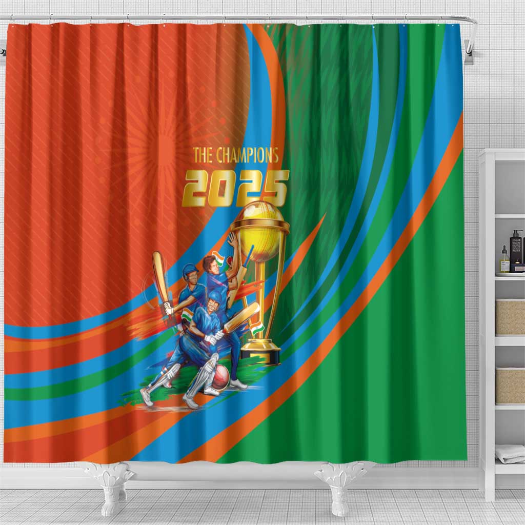Indian Cricket Men in Blue The Champion 2025 Shower Curtain LT03