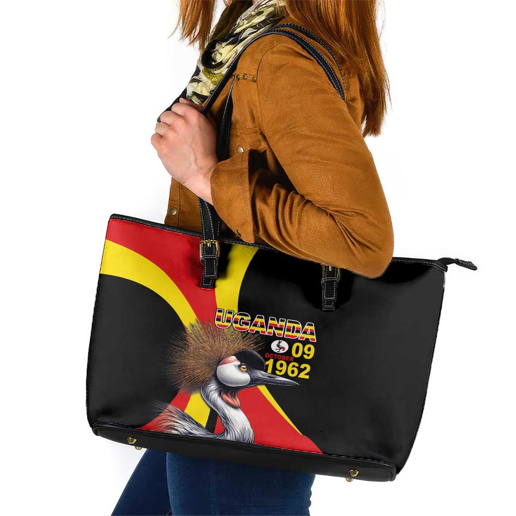 Uganda Independence Day with Crowned Cranes Leather Tote Bag LT03