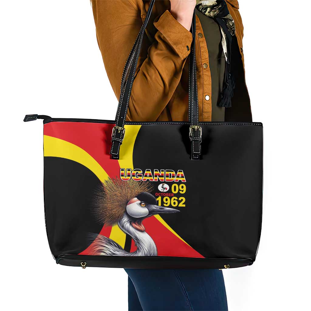Uganda Independence Day with Crowned Cranes Leather Tote Bag LT03