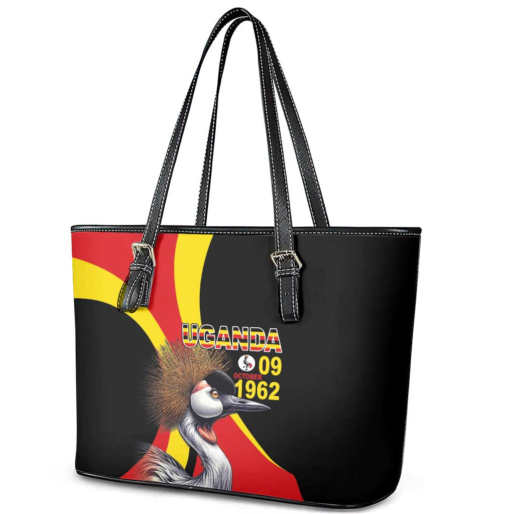 Uganda Independence Day with Crowned Cranes Leather Tote Bag LT03