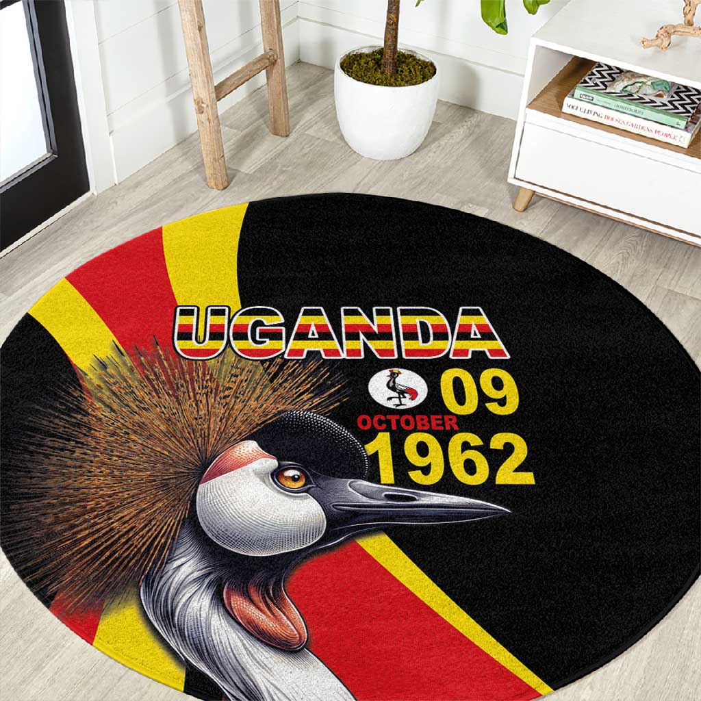 Uganda Independence Day with Crowned Cranes Round Carpet LT03