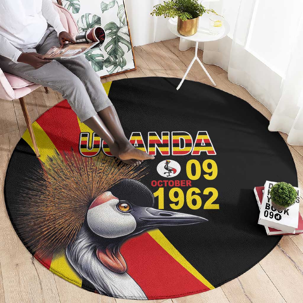 Uganda Independence Day with Crowned Cranes Round Carpet LT03