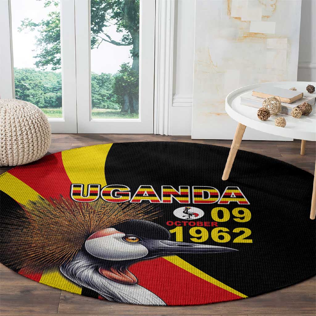 Uganda Independence Day with Crowned Cranes Round Carpet LT03