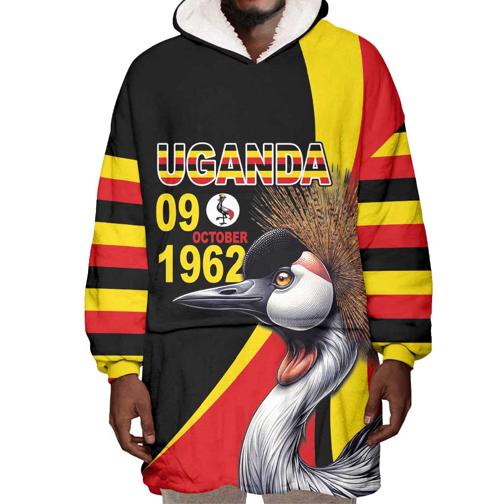 Uganda Independence Day with Crowned Cranes Wearable Blanket Hoodie LT03