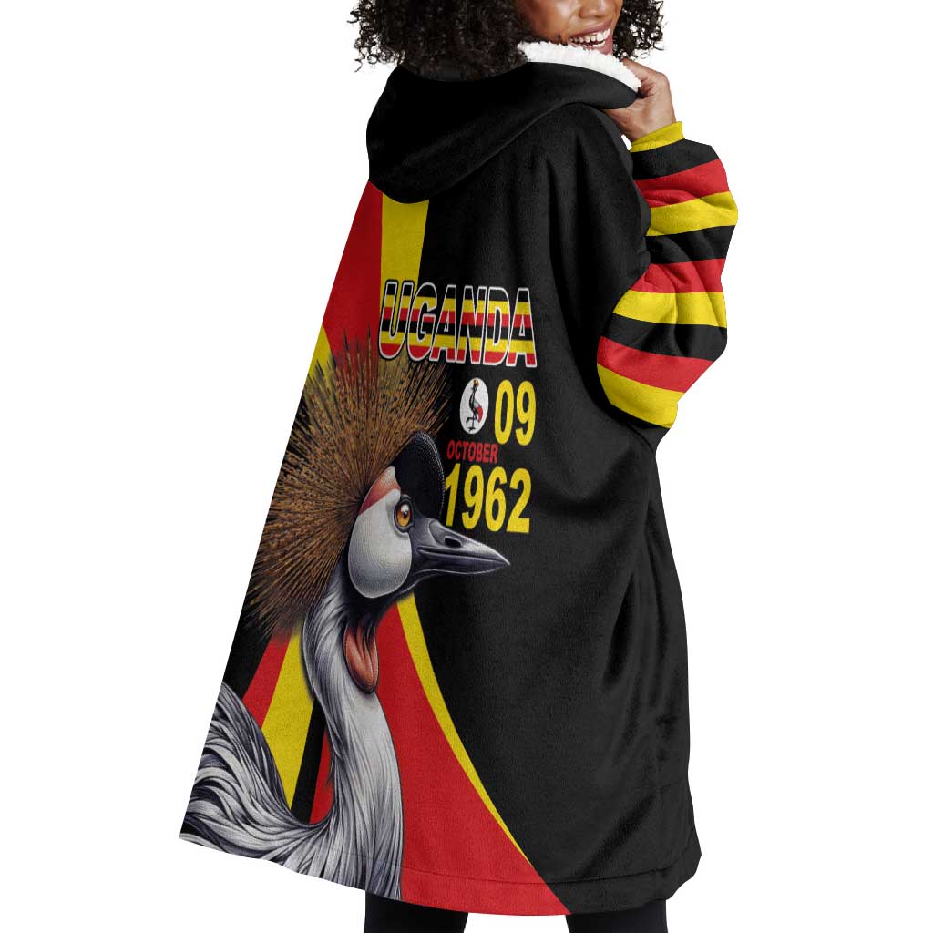 Uganda Independence Day with Crowned Cranes Wearable Blanket Hoodie LT03