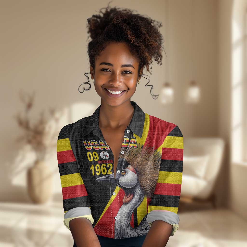 Uganda Independence Day with Crowned Cranes Women Casual Shirt LT03