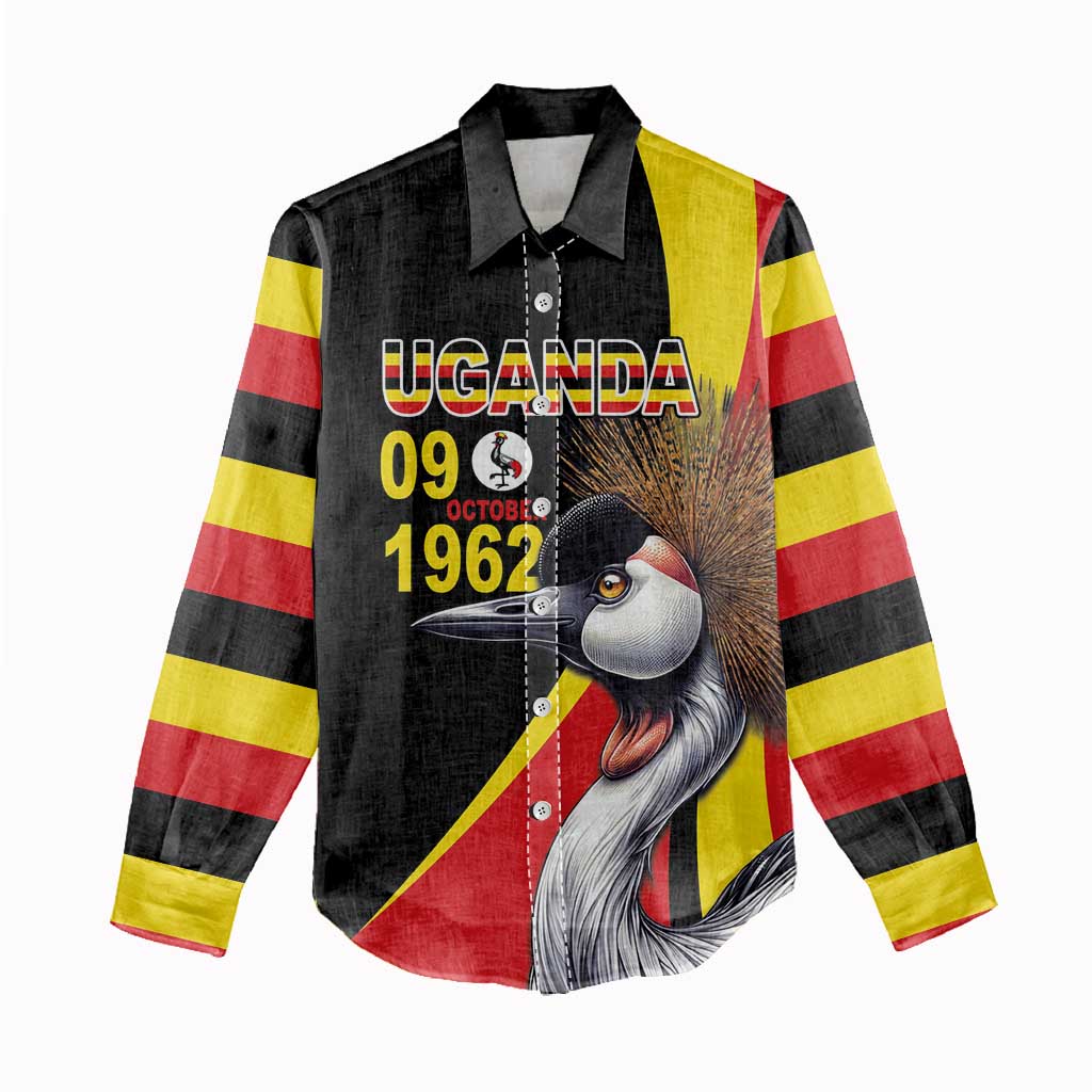 Uganda Independence Day with Crowned Cranes Women Casual Shirt LT03