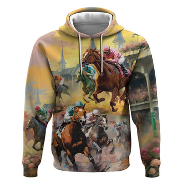 Kentucky Horses Racing Watercolor Hoodie LT03