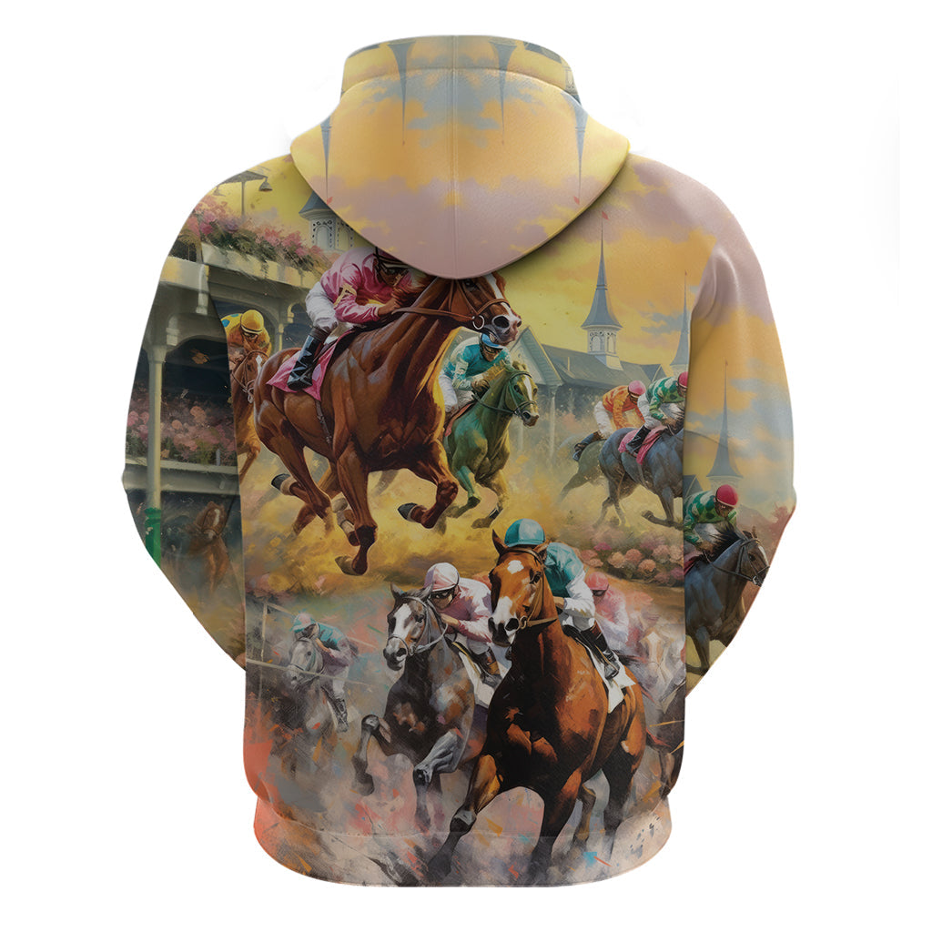 Kentucky Horses Racing Watercolor Hoodie LT03