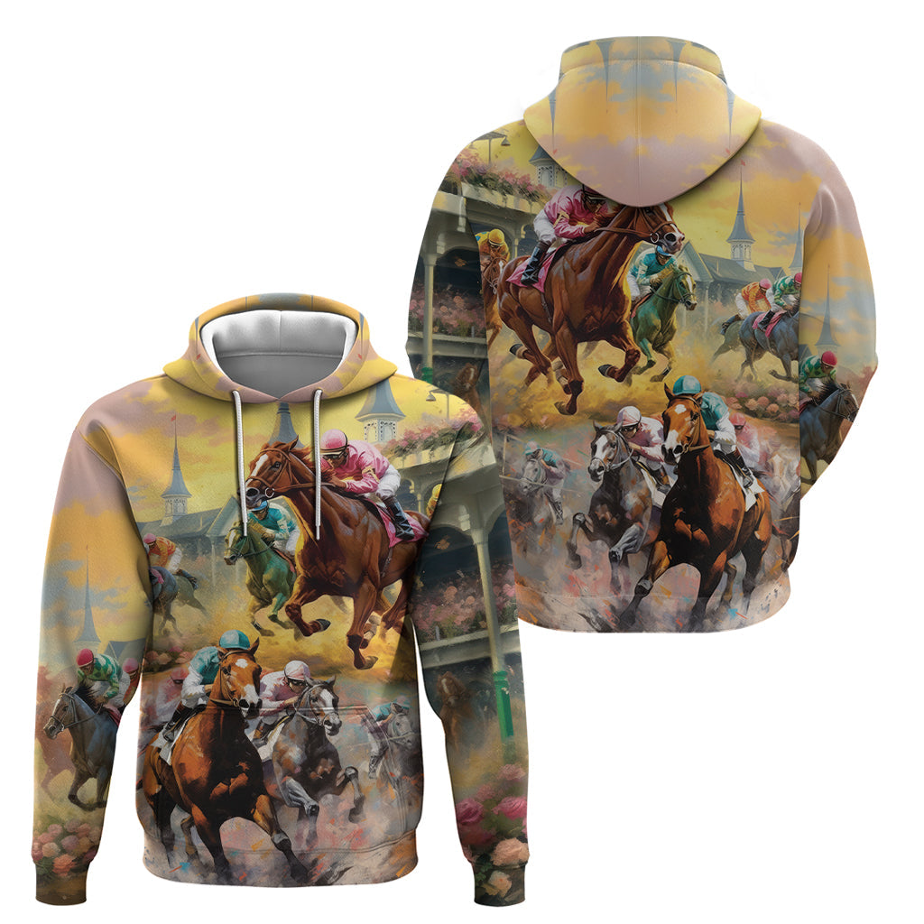 Kentucky Horses Racing Watercolor Hoodie LT03