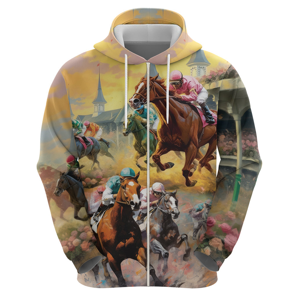 Kentucky Horses Racing Watercolor Hoodie LT03