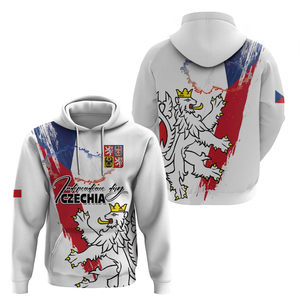 Czechia Independence Day Hoodie National Flag Brush Style and Bohemia Lion LT03