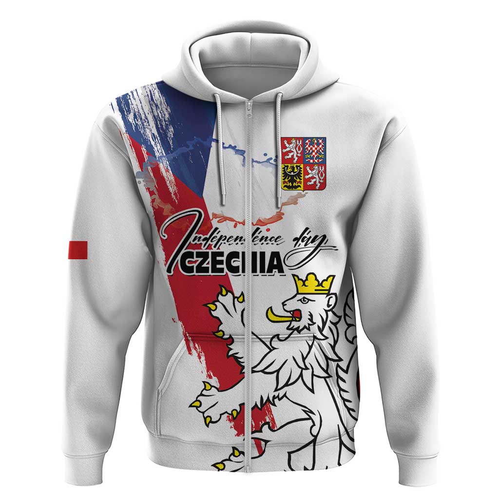 Czechia Independence Day Hoodie National Flag Brush Style and Bohemia Lion LT03