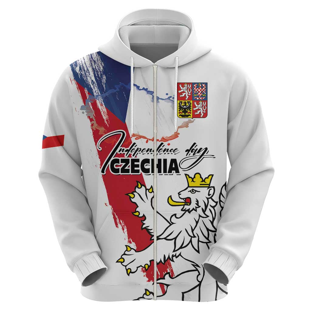 Czechia Independence Day Hoodie National Flag Brush Style and Bohemia Lion LT03