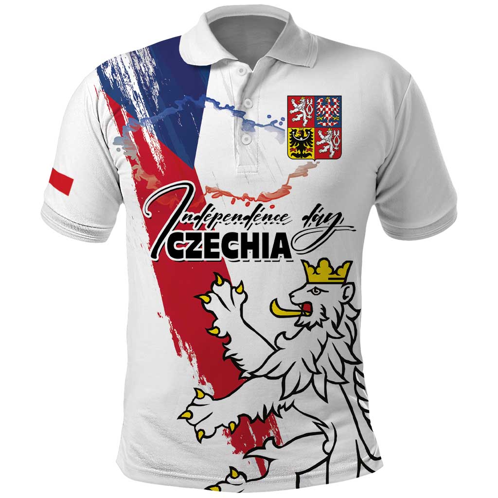 Czechia Independence Day Polo Shirt National Flag Brush Style and Bohemia Lion LT03