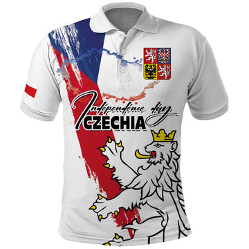 Czechia Independence Day Polo Shirt National Flag Brush Style and Bohemia Lion LT03