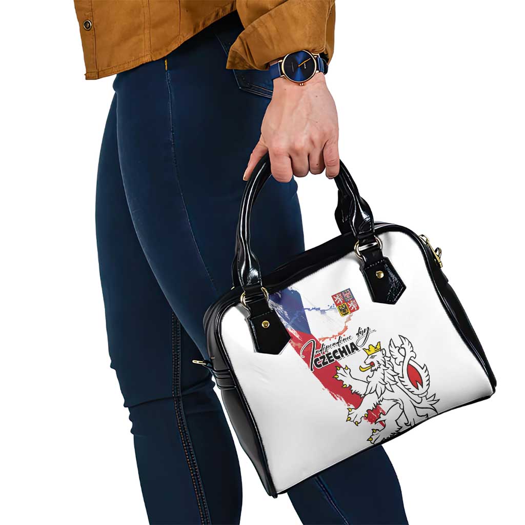 Czechia Independence Day Shoulder Handbag National Flag Brush Style and Bohemia Lion LT03