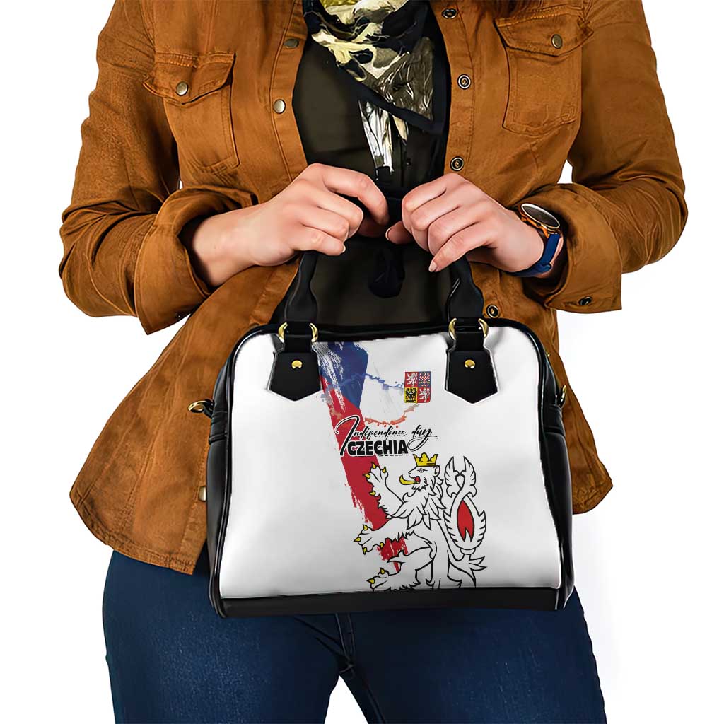 Czechia Independence Day Shoulder Handbag National Flag Brush Style and Bohemia Lion LT03