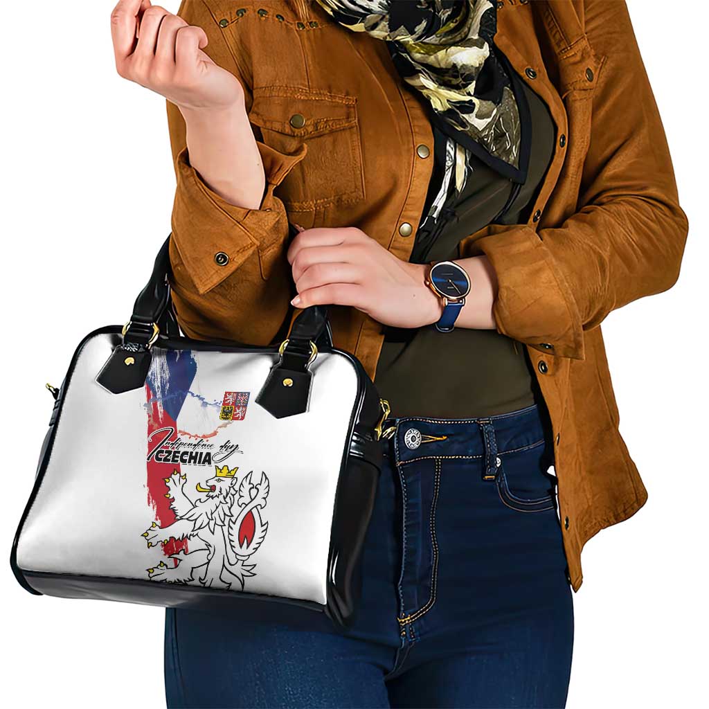 Czechia Independence Day Shoulder Handbag National Flag Brush Style and Bohemia Lion LT03