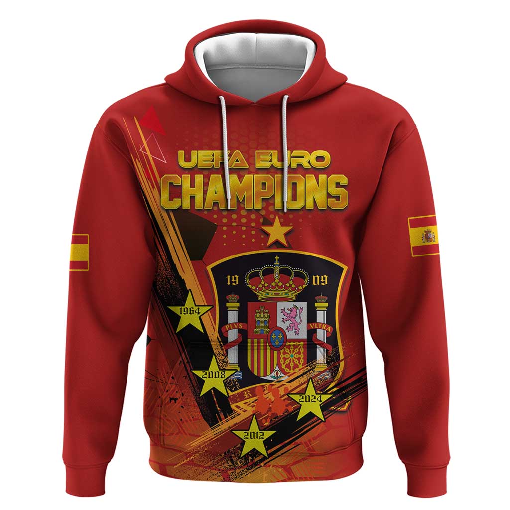 Personalised Spain Football 2024 Hoodie La Roja The Fourth Time Champion European LT03