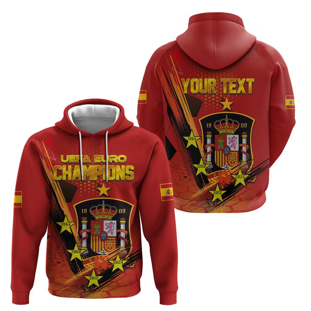 Personalised Spain Football 2024 Hoodie La Roja The Fourth Time Champion European LT03