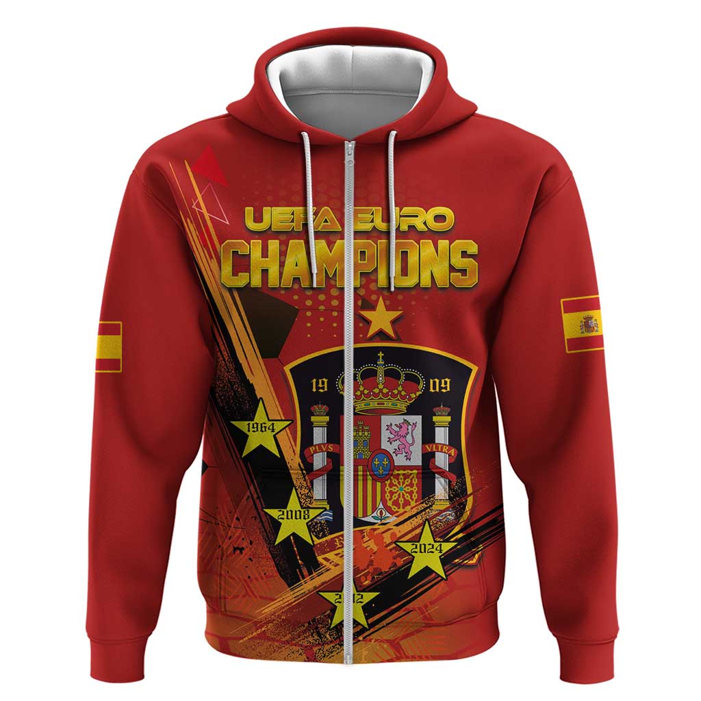 Personalised Spain Football 2024 Hoodie La Roja The Fourth Time Champion European LT03