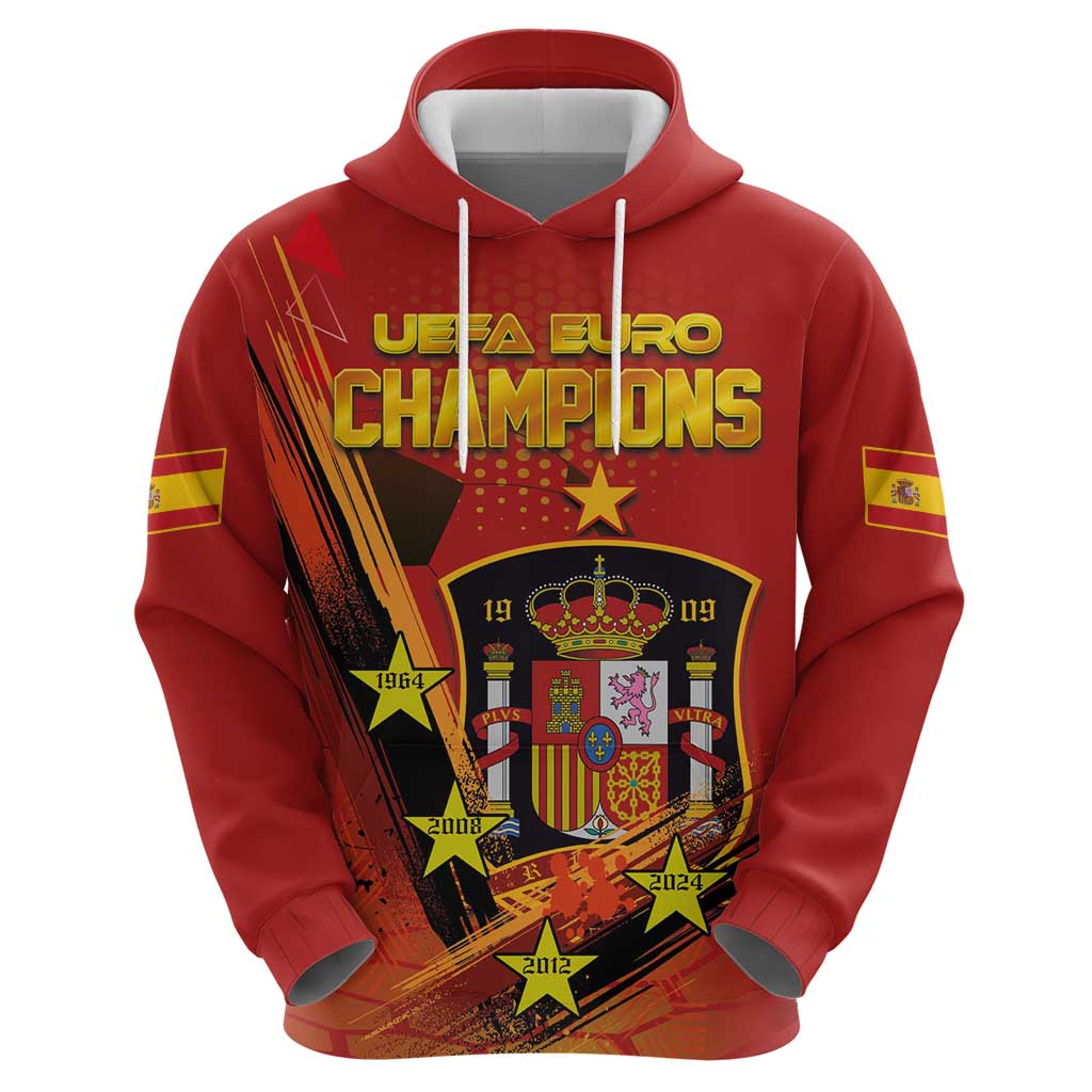Personalised Spain Football 2024 Hoodie La Roja The Fourth Time Champion European LT03