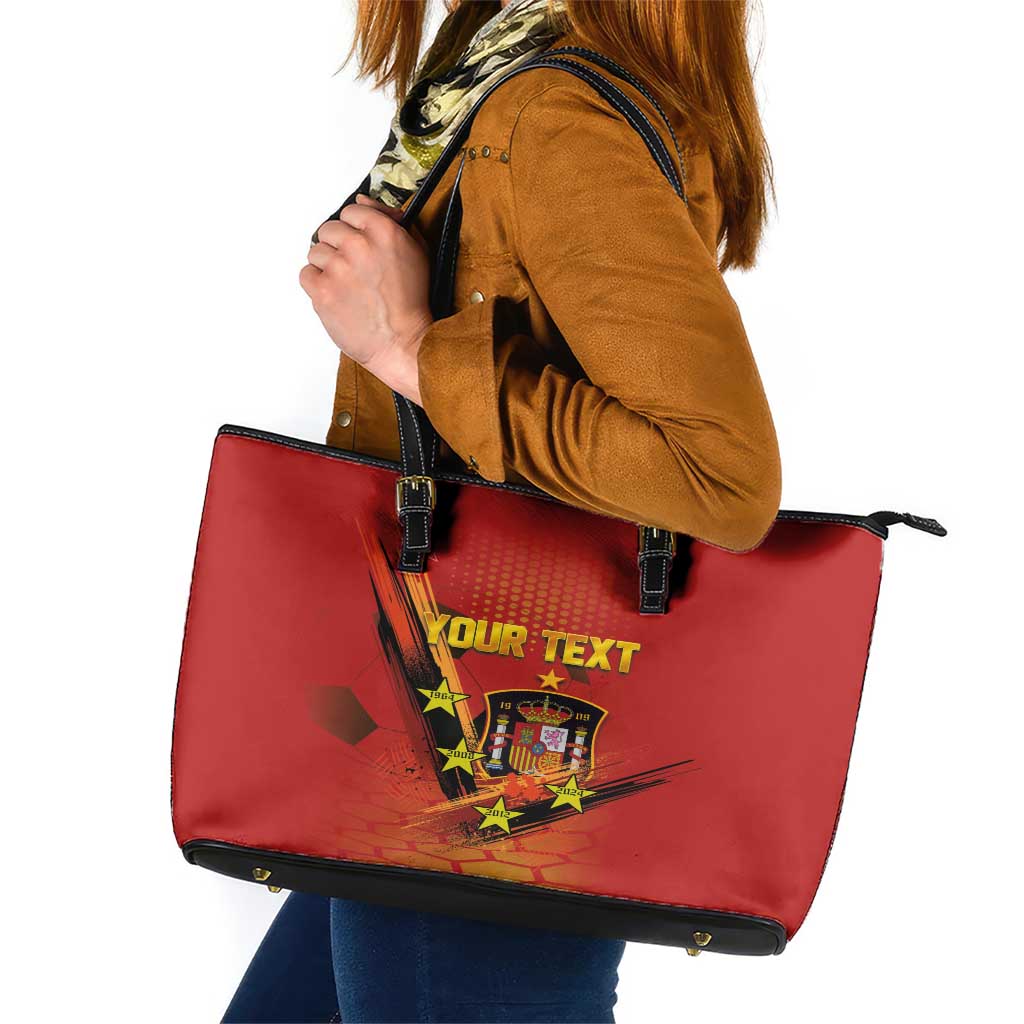 Personalised Spain Football 2024 Leather Tote Bag La Roja The Fourth Time Champion European LT03