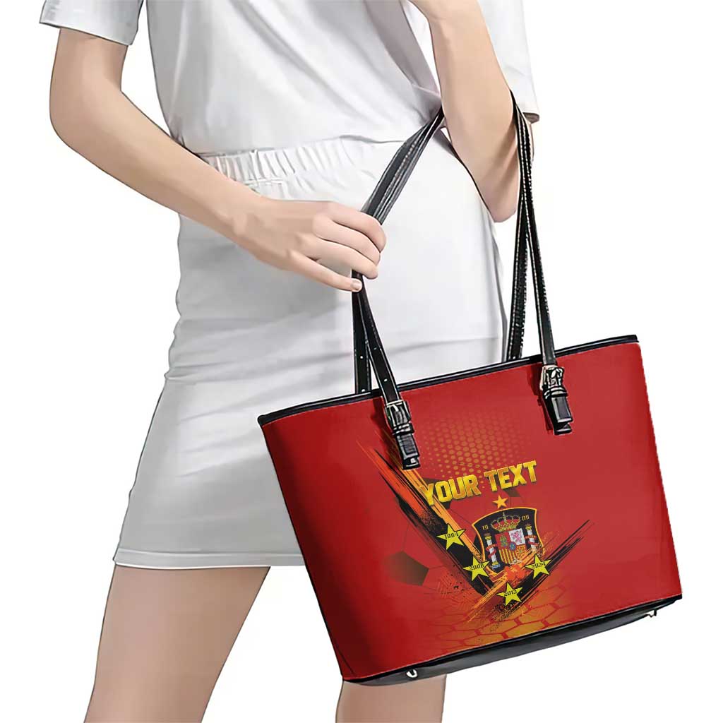 Personalised Spain Football 2024 Leather Tote Bag La Roja The Fourth Time Champion European LT03