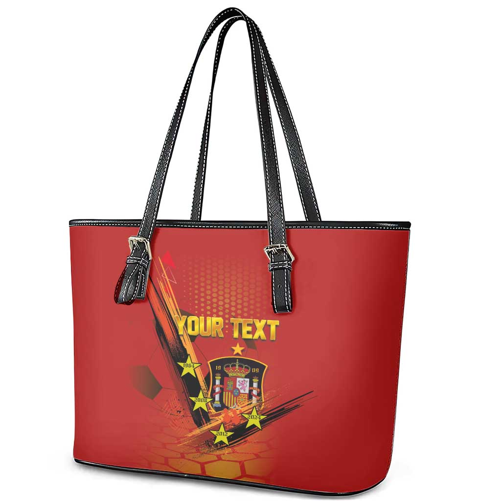 Personalised Spain Football 2024 Leather Tote Bag La Roja The Fourth Time Champion European LT03