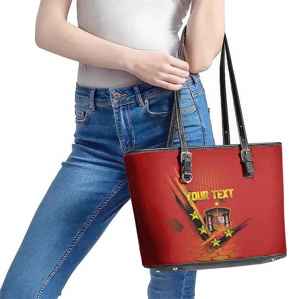 Personalised Spain Football 2024 Leather Tote Bag La Roja The Fourth Time Champion European LT03
