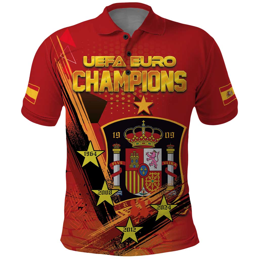 Personalised Spain Football 2024 Polo Shirt La Roja The Fourth Time Champion European LT03