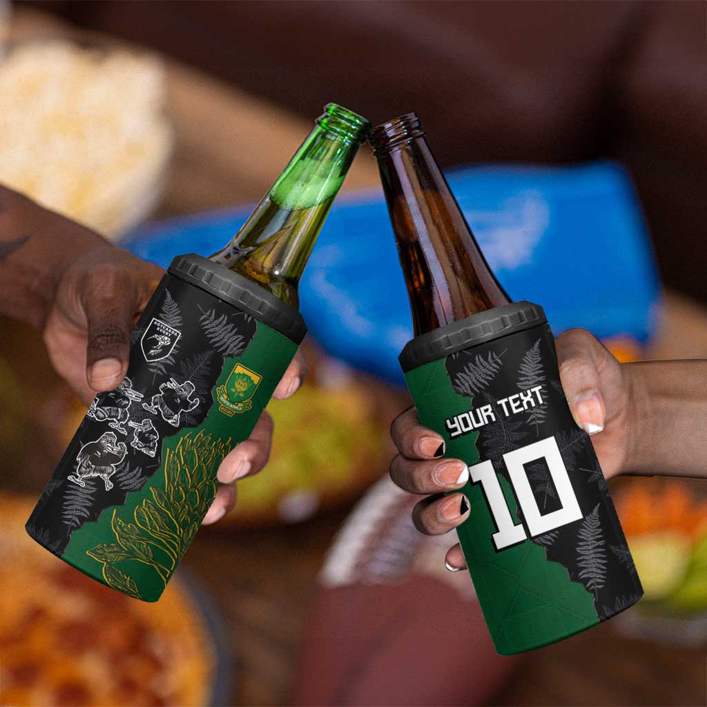 Custom Aotearoa South Africa Rugby Freedom Cup 4 in 1 Can Cooler Tumbler Kiwi Warriors Haka with King Protea Symbol LT03