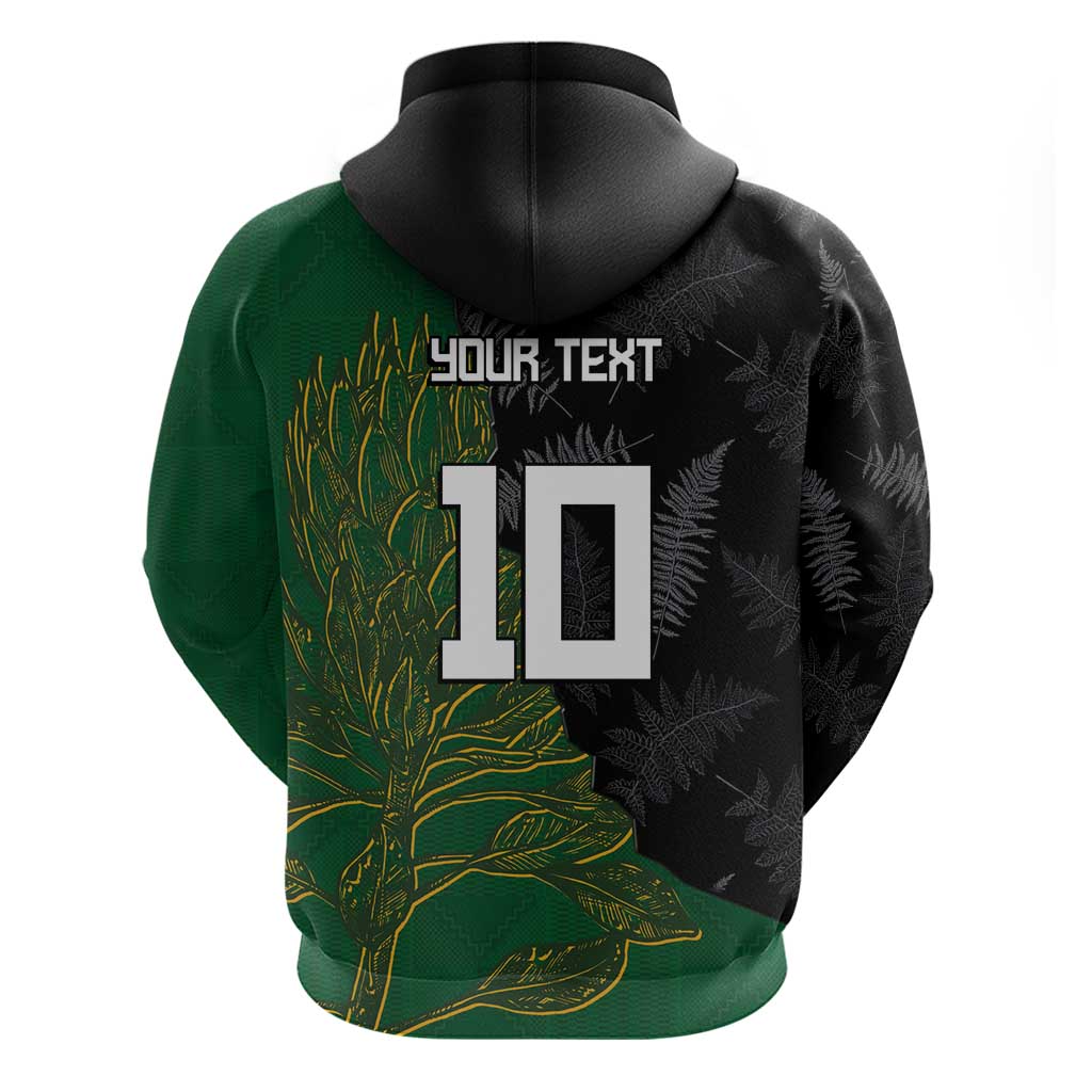 Custom Aotearoa South Africa Rugby Freedom Cup Hoodie Kiwi Warriors Haka with King Protea Symbol LT03