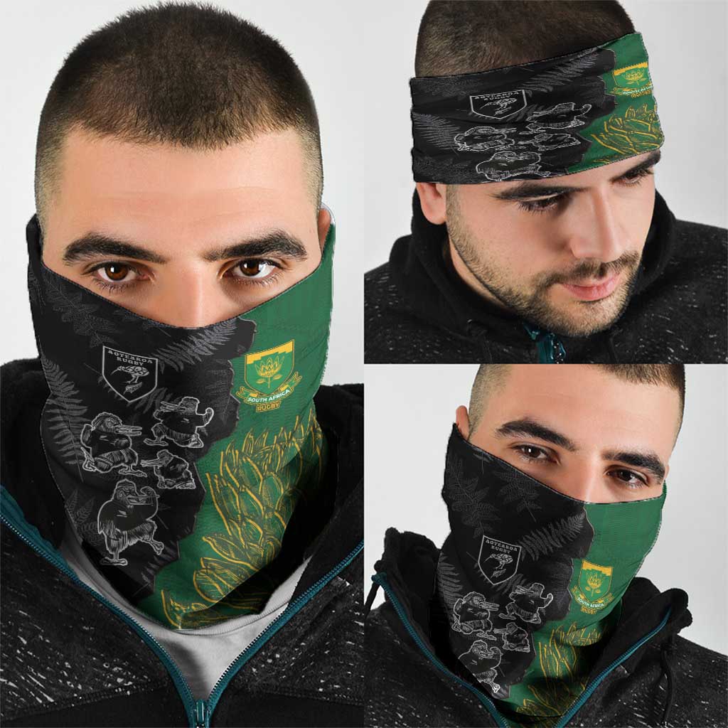 Aotearoa South Africa Rugby Freedom Cup Neck Gaiter Kiwi Warriors Haka with King Protea Symbol LT03