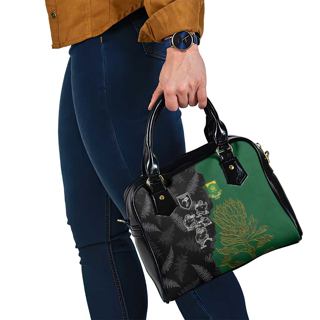 Aotearoa South Africa Rugby Freedom Cup Shoulder Handbag Kiwi Warriors Haka with King Protea Symbol LT03