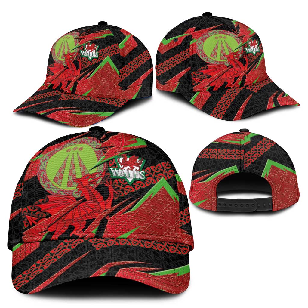 Welsh Celtic-Awen Classic Cap Wales Y Ddraig Goch with Celtic Knot Sporty LT03