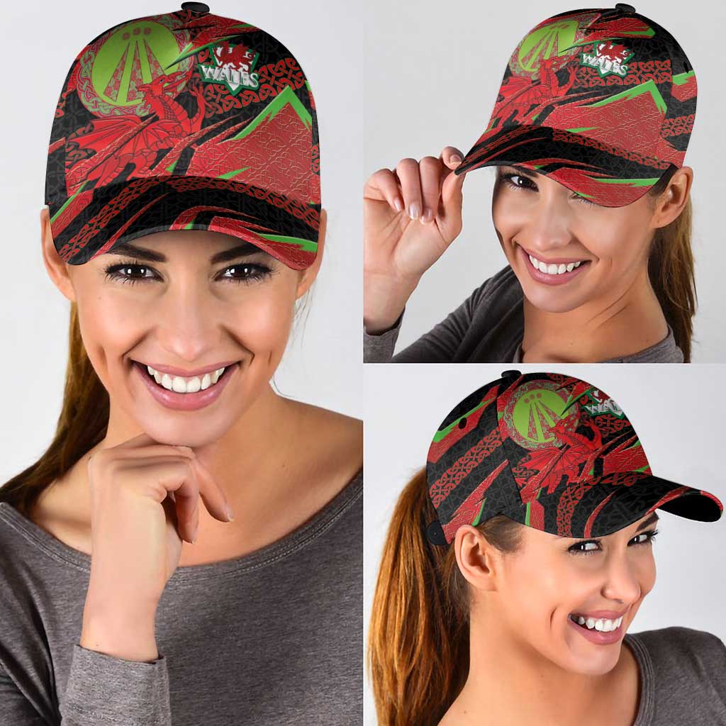 Welsh Celtic-Awen Classic Cap Wales Y Ddraig Goch with Celtic Knot Sporty LT03