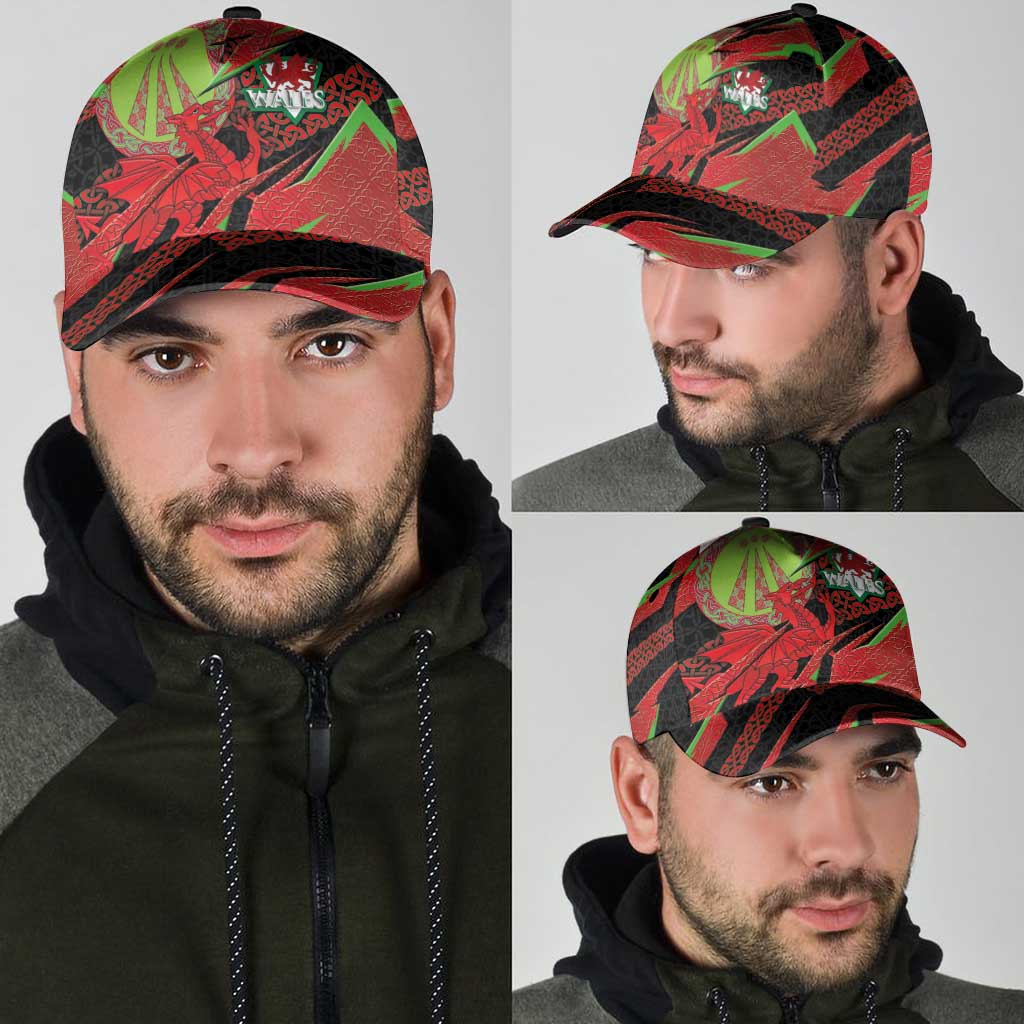 Welsh Celtic-Awen Classic Cap Wales Y Ddraig Goch with Celtic Knot Sporty LT03