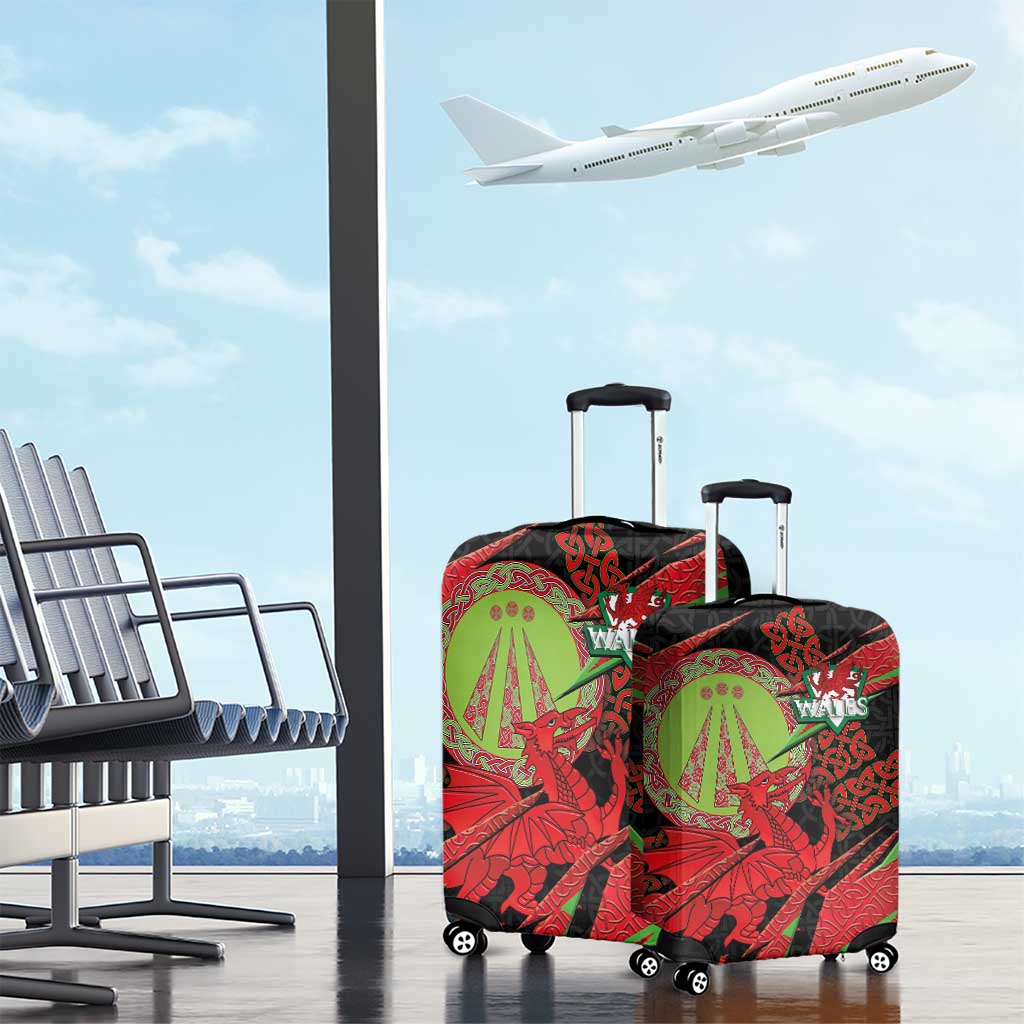 Welsh Celtic-Awen Luggage Cover Wales Y Ddraig Goch with Celtic Knot Sporty LT03