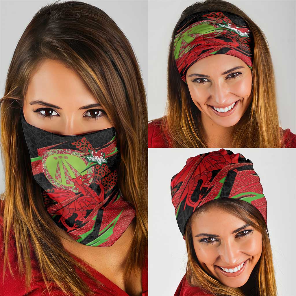 Welsh Celtic-Awen Neck Gaiter Wales Y Ddraig Goch with Celtic Knot Sporty LT03