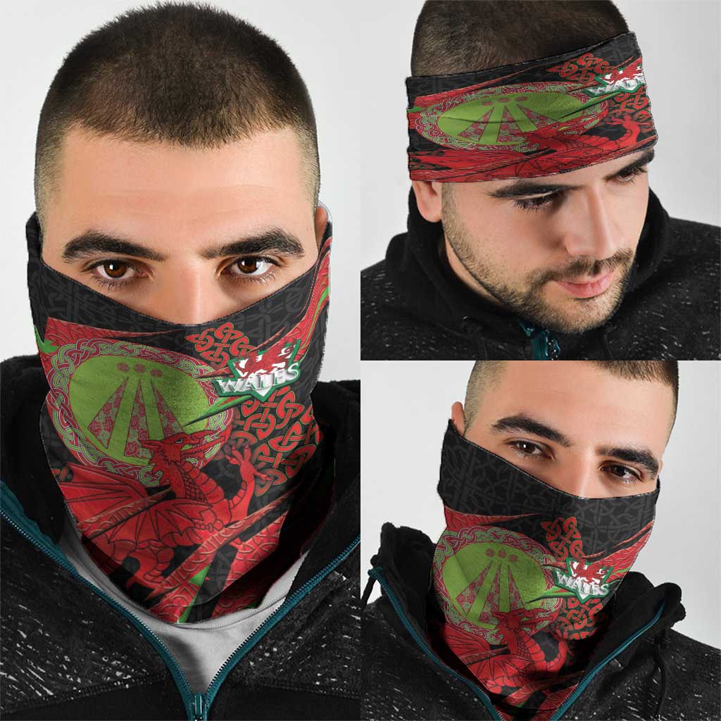 Welsh Celtic-Awen Neck Gaiter Wales Y Ddraig Goch with Celtic Knot Sporty LT03