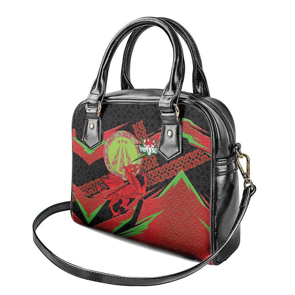 Welsh Celtic-Awen Shoulder Handbag Wales Y Ddraig Goch with Celtic Knot Sporty LT03