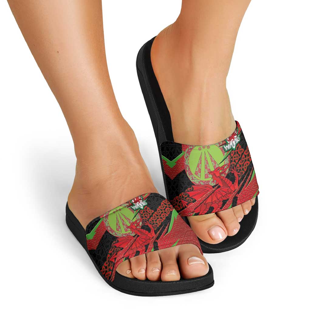 Welsh Celtic-Awen Slide Sandals Wales Y Ddraig Goch with Celtic Knot Sporty LT03