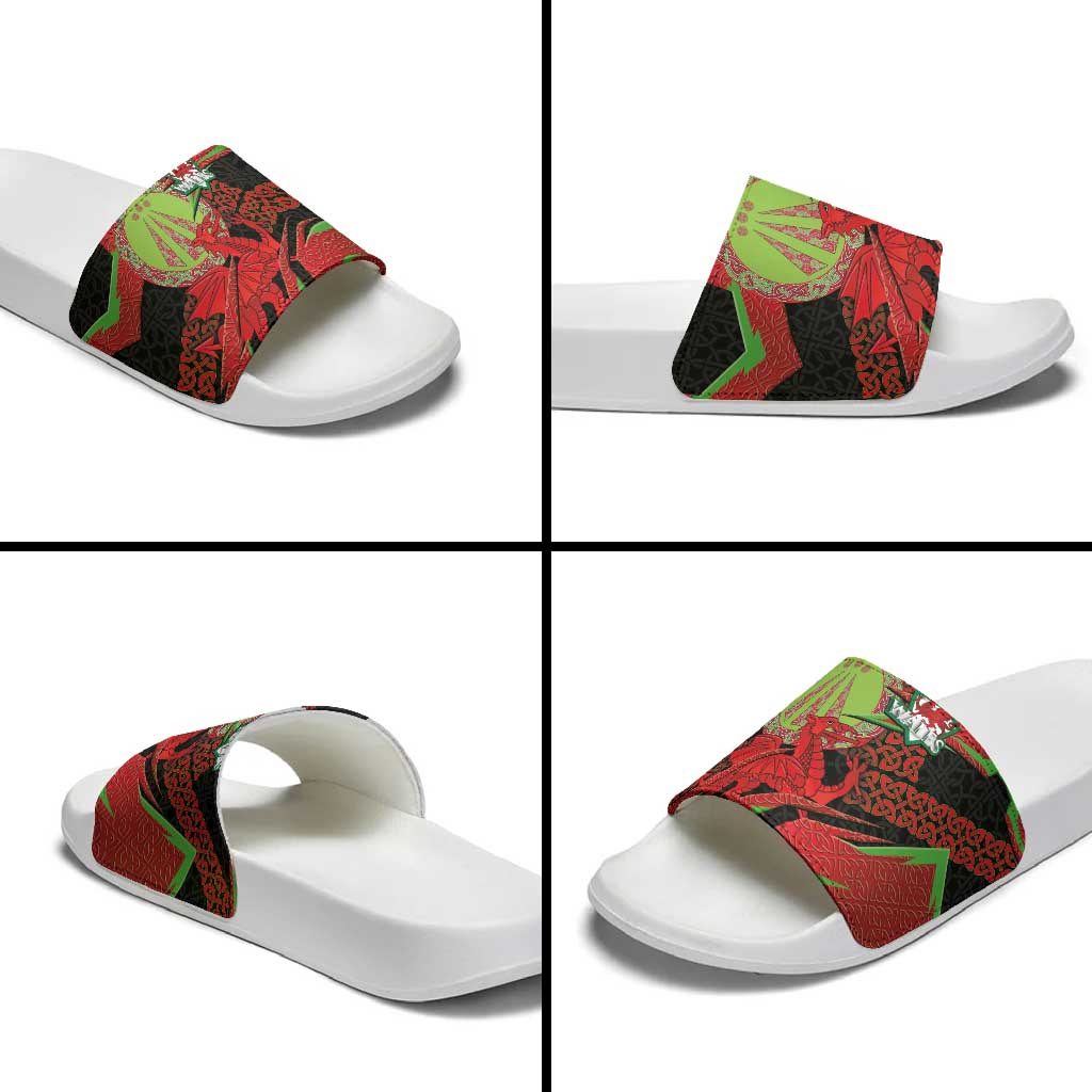 Welsh Celtic-Awen Slide Sandals Wales Y Ddraig Goch with Celtic Knot Sporty LT03