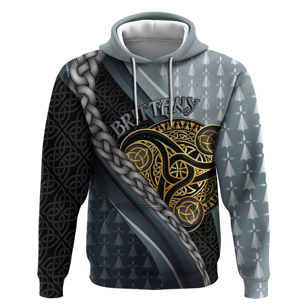 Brittany Triskele Celtic Hoodie Silver and Gold Sporty Style LT03
