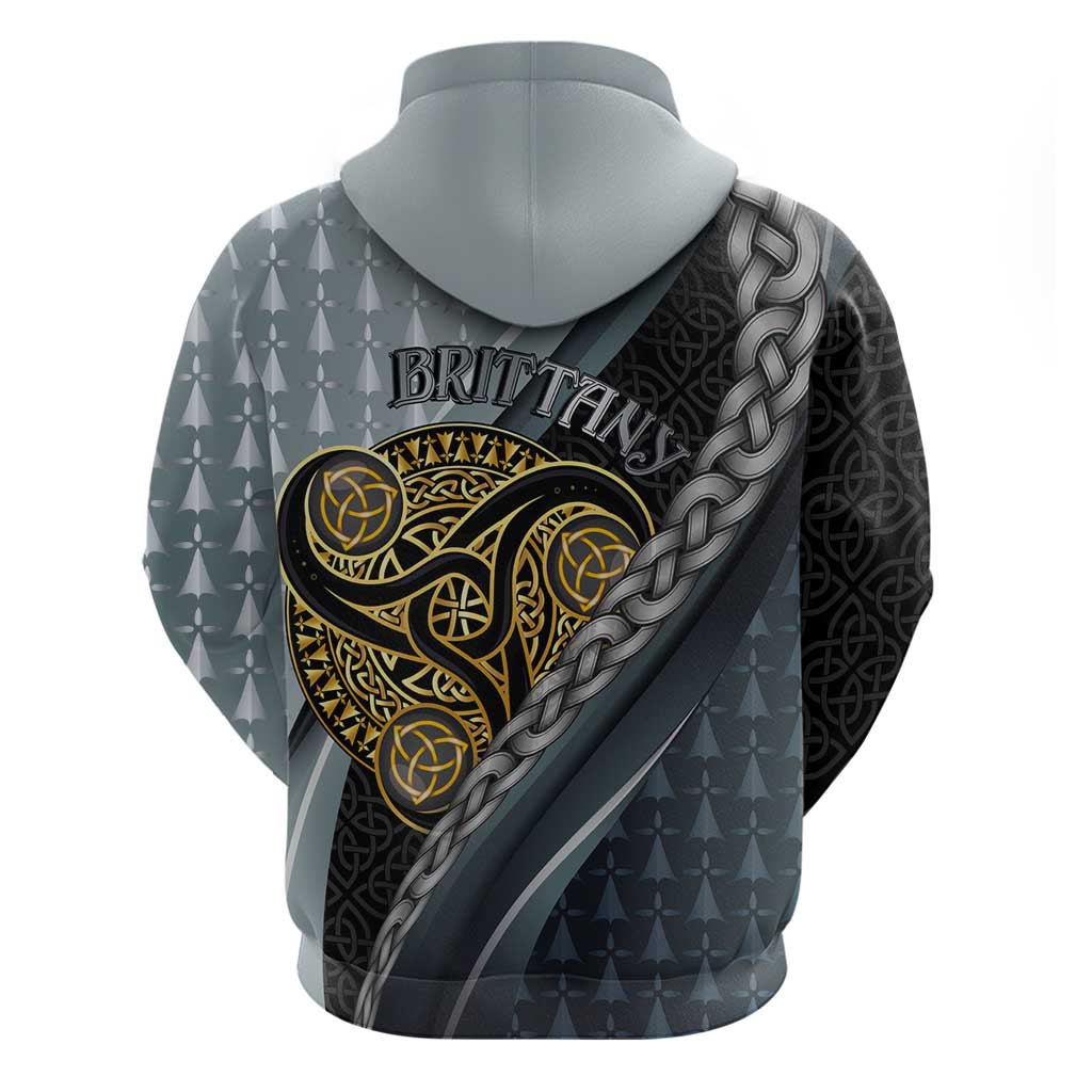 Brittany Triskele Celtic Hoodie Silver and Gold Sporty Style LT03
