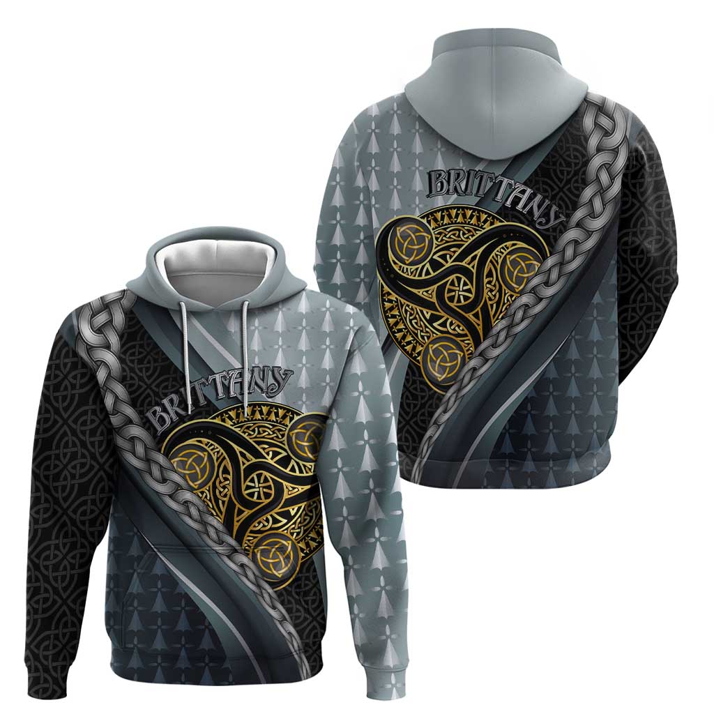 Brittany Triskele Celtic Hoodie Silver and Gold Sporty Style LT03